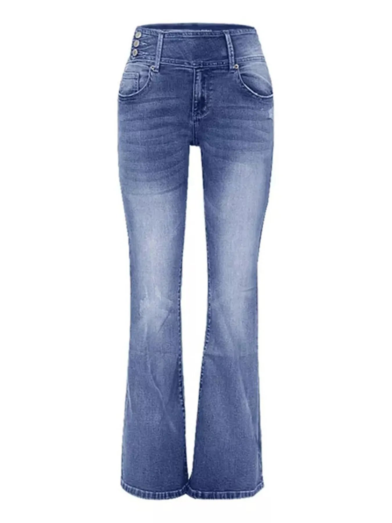 Full Size Vintage Wash Flare Jeans Plus Size - kinko