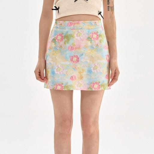 Women's Floral Skirt Summer High Waist Petite Short Dress Summer - kinko