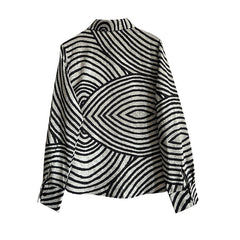 Women's Striped Long Sleeve Shirt - Button-Up Casual Loose Fit Blouse, Spring & Fall Relaxed Top - kinko