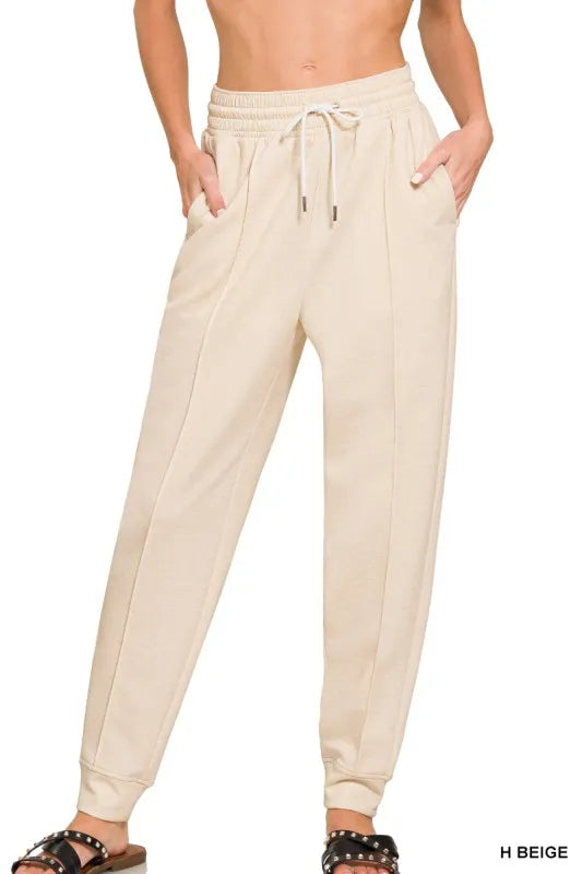 Zenana Drawstring Scuba Sweatpants with Pockets - kinko