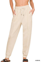 Zenana Drawstring Scuba Sweatpants with Pockets - kinko