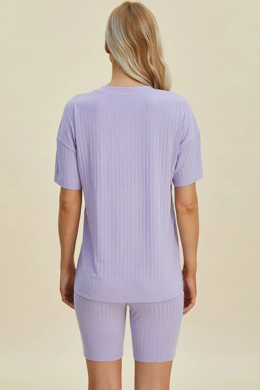 Basic Bae Full Size Ribbed V-Neck Short Sleeve Top and Shorts Set - kinko