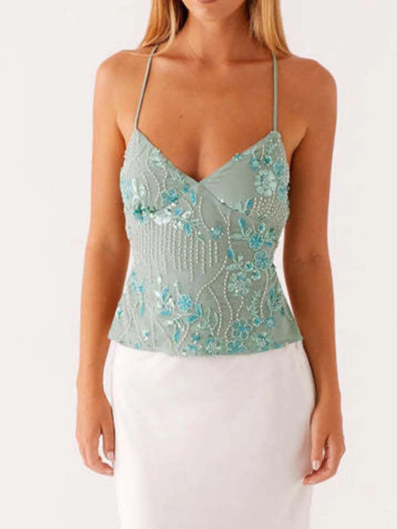 Crisscross Back V-Neck Cami - kinko