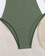 One Piece Swimsuit Tied Slim Fit Slim Looking Belly Covering Solid Color Backless One Piece Swimsuit