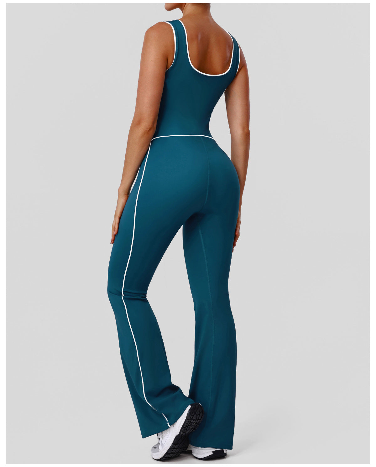 Hollow Out Cutout Contrast Color Shaping Yoga Bodysuit Peach Hip Micro Pull Jumpsuit Fitness Sportswear with Pad - kinko Global Holdings inc