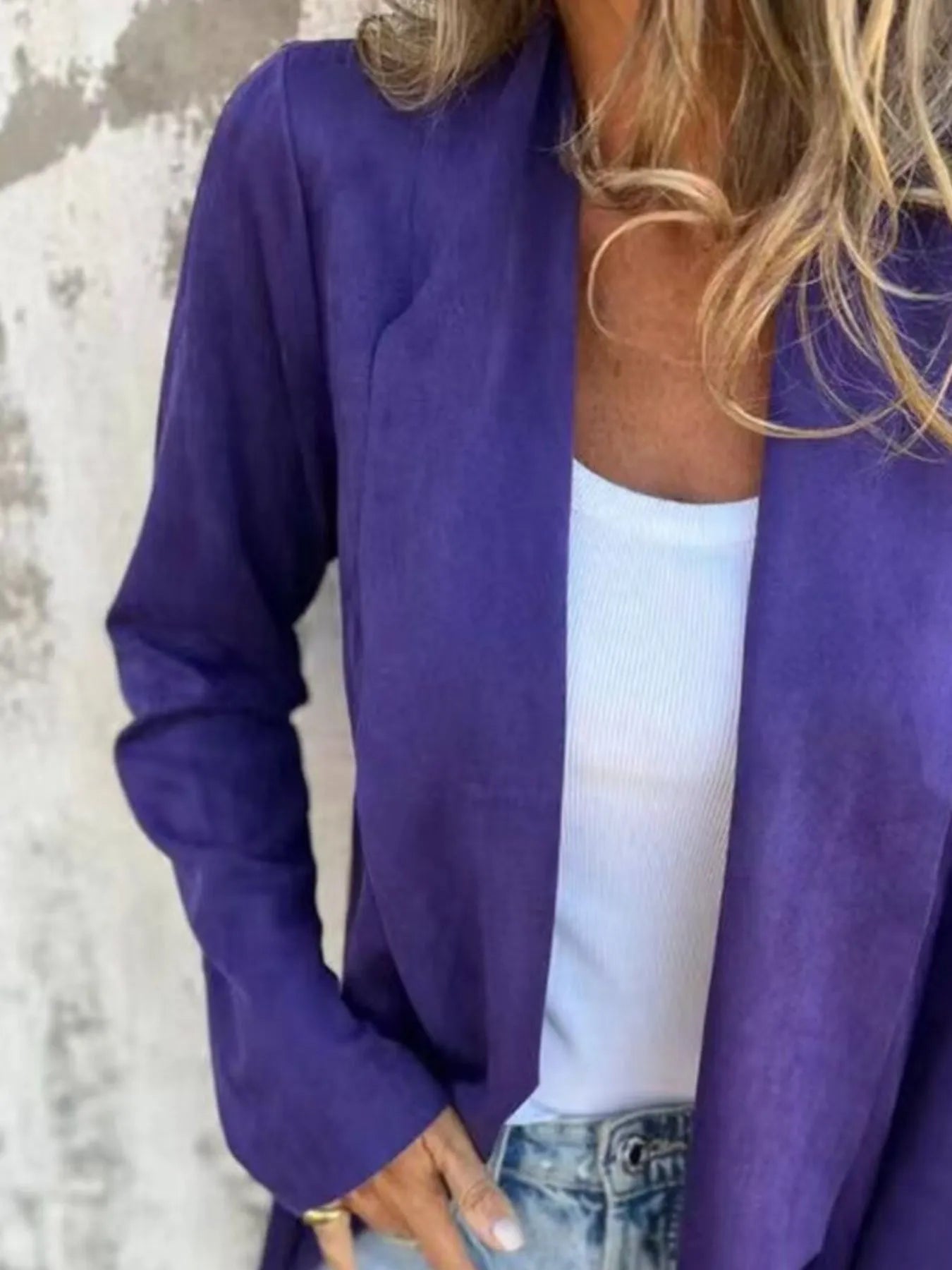 Full Size Open Front Casual Cardigan Plus Size - kinko