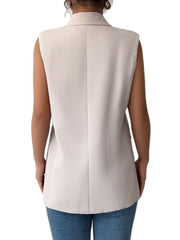 One Button Sleeveless Blazer - kinko
