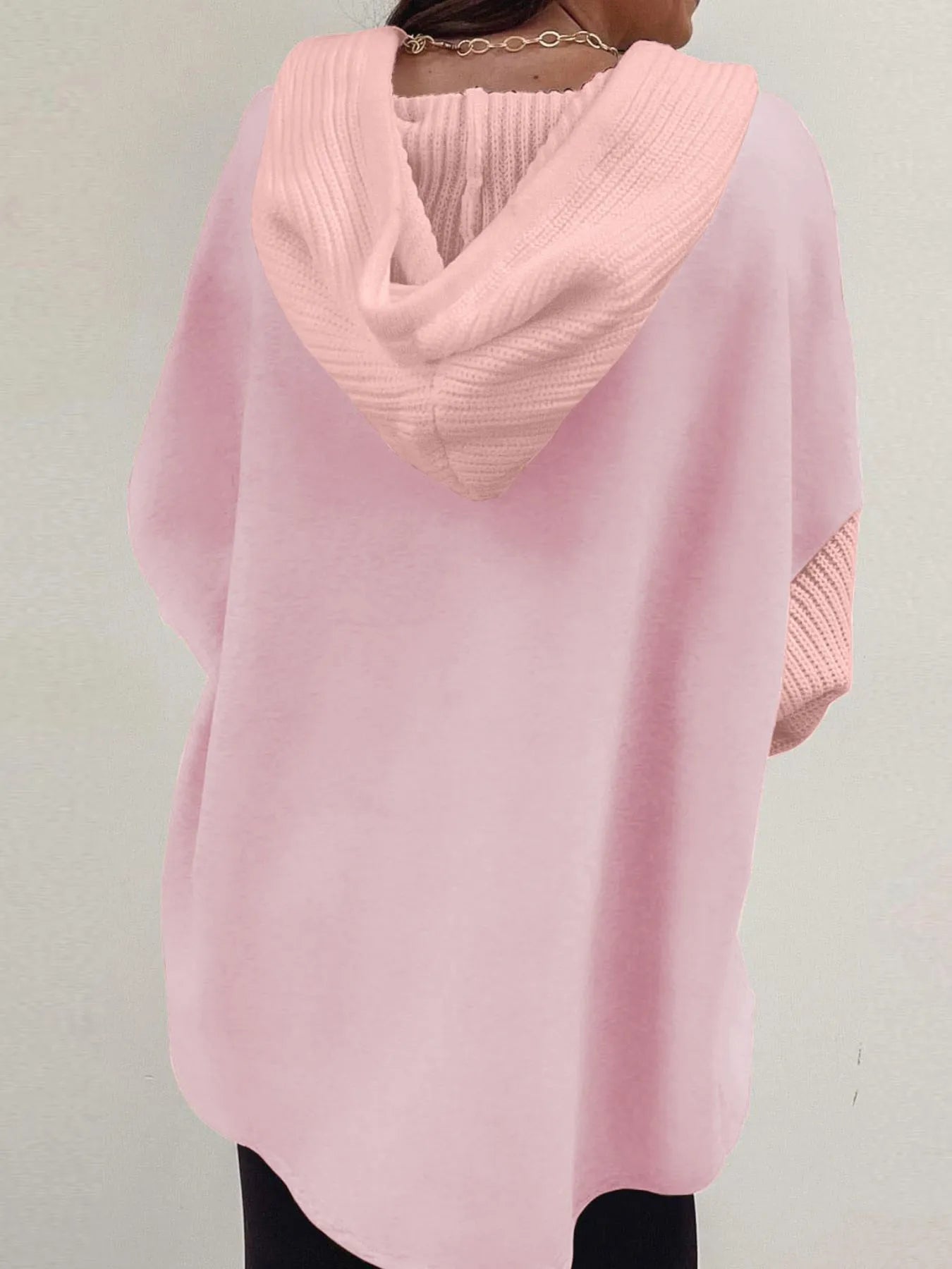 Drawstring Button Front Hoodie - kinko