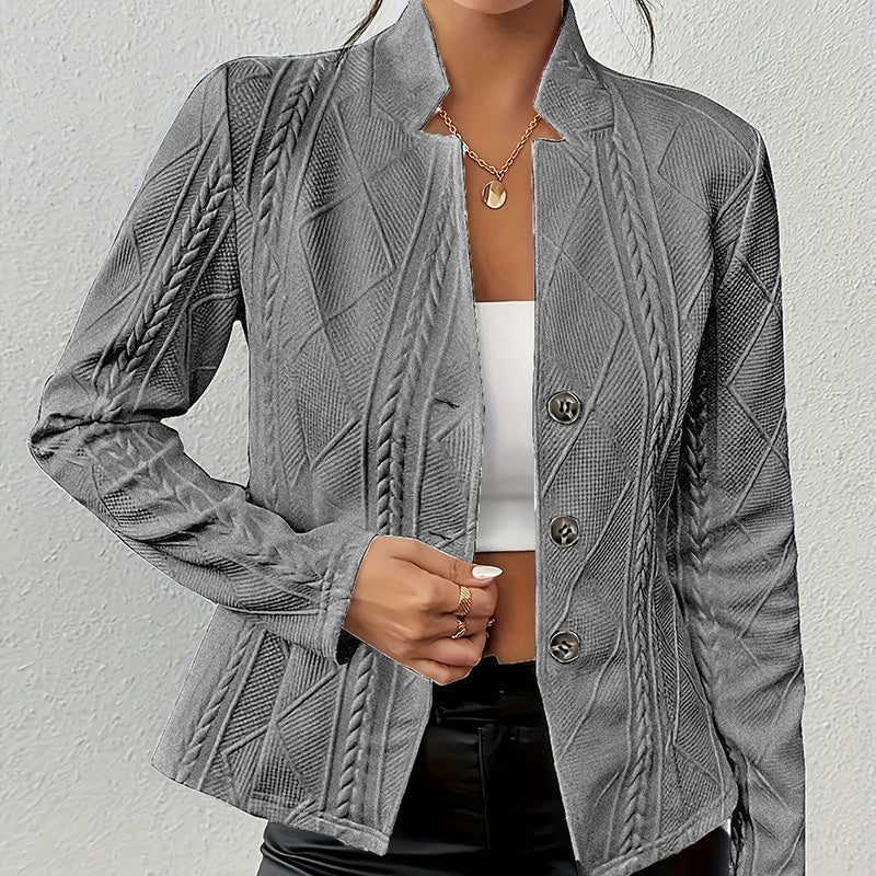 Women's Elegant Textured Open Front Business Casual Work Office Blazer Jacket Suit - kinko