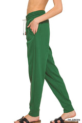 Zenana Drawstring Scuba Sweatpants with Pockets - kinko