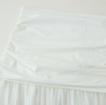 Summer Pleated Decorative Stitching Mid-waist Skirt - kinko