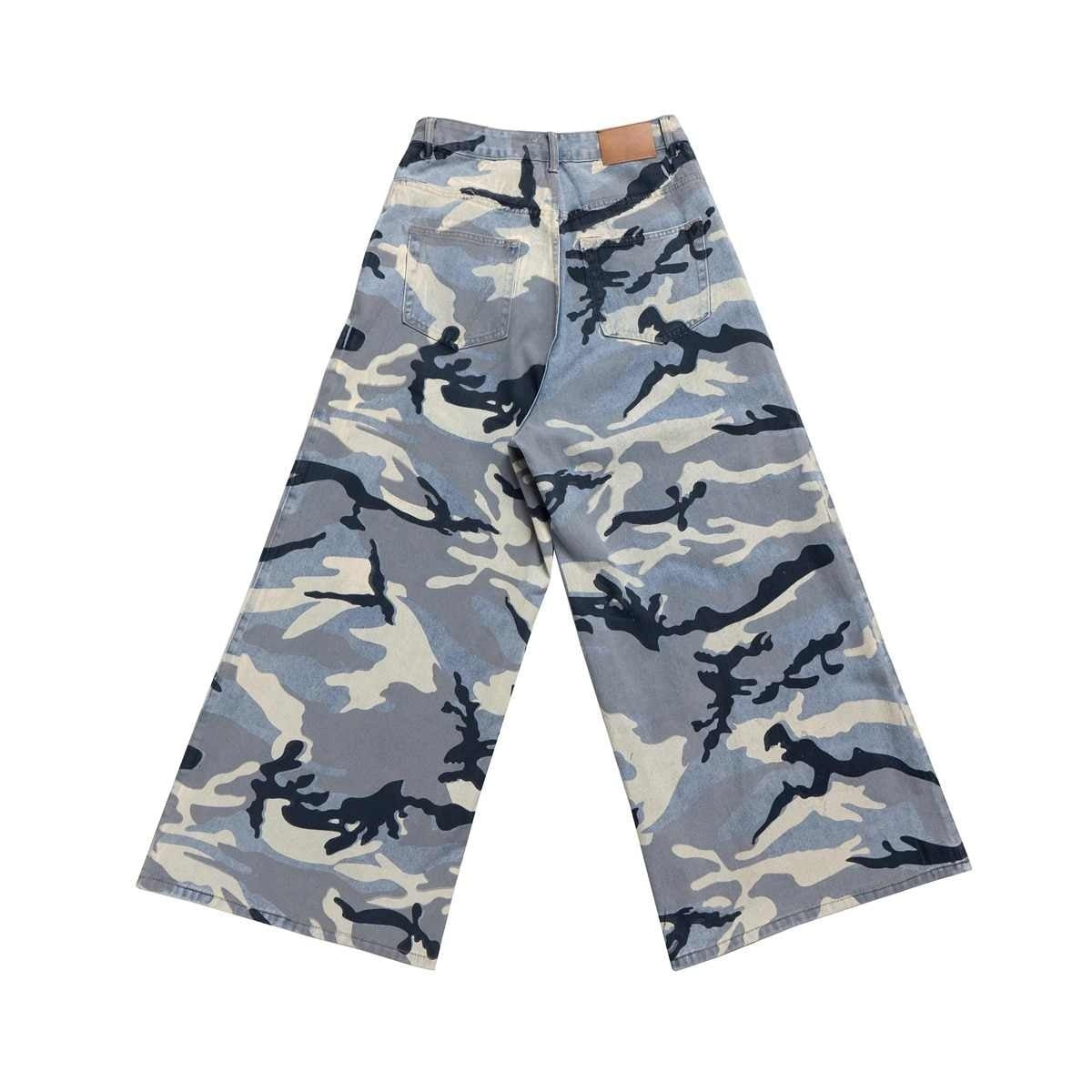 Snow Camouflage Blue Men's And Women's Jeans - kinko