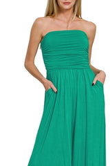 Zenana Double Layered Strapless Tube Top Jumpsuit - kinko