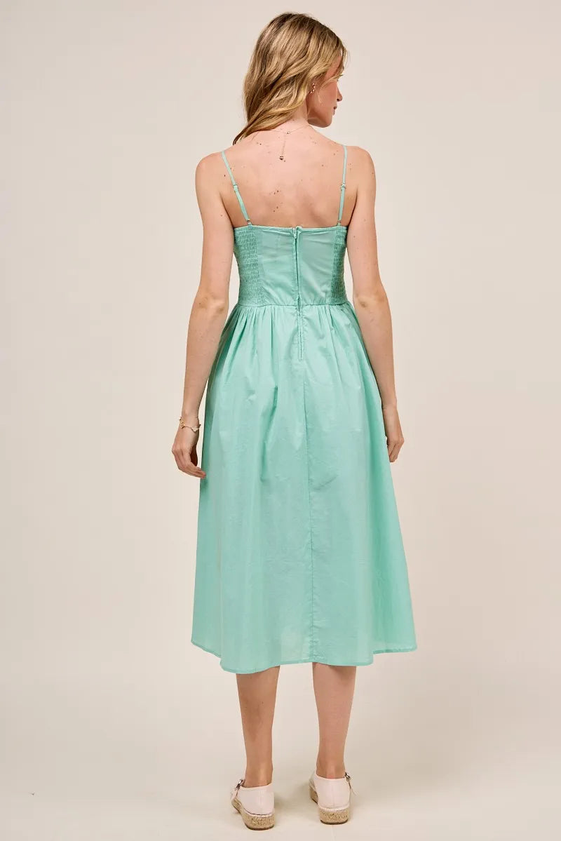 SO ME Smocked Sleeveless Casual Everyday Dress With Slit - kinko