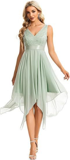 Women's Lace Chiffon Cocktail Ball Gown - kinko