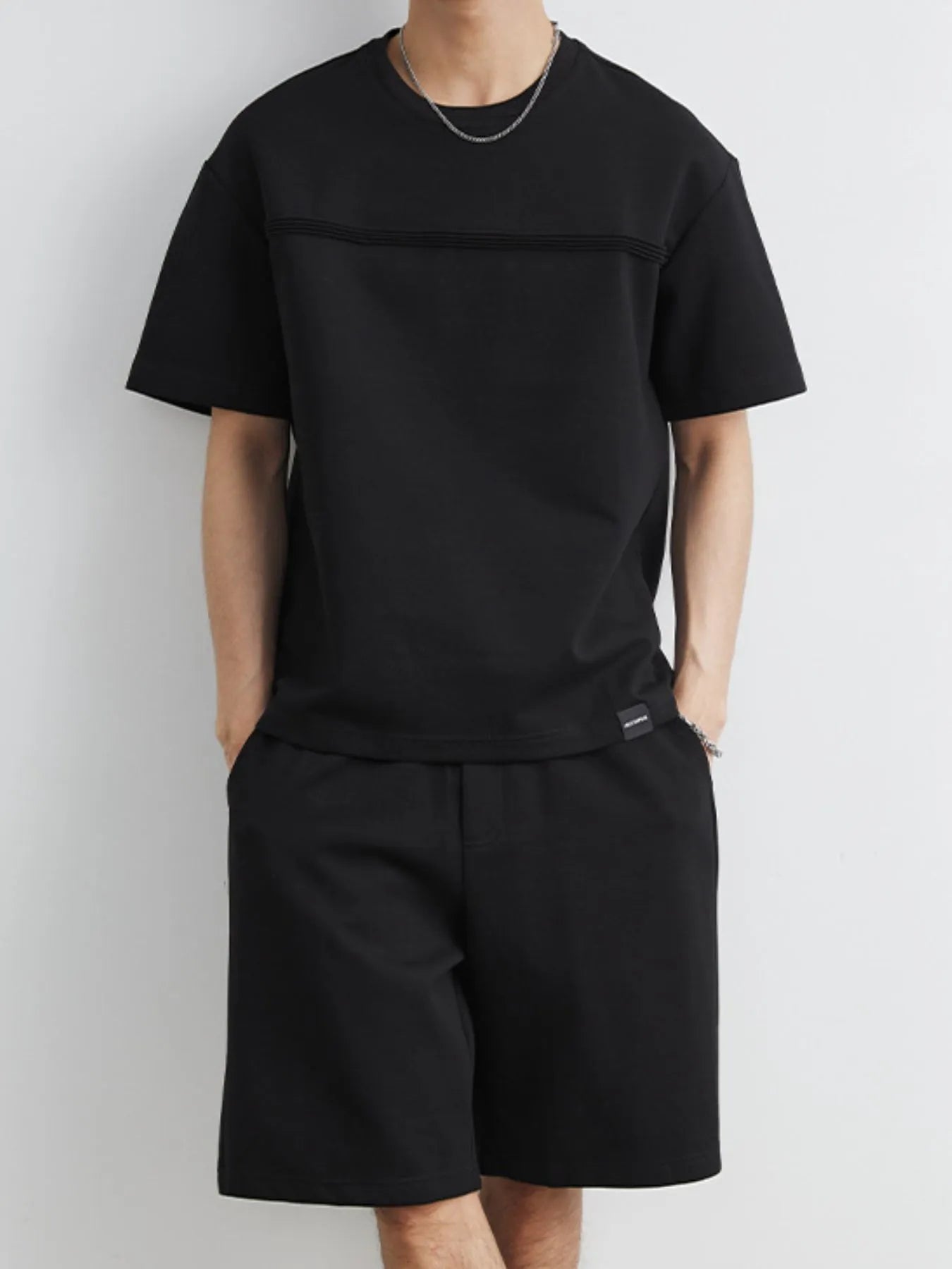 Men's Plus Size Round Neck Short Sleeve Top and Shorts Set - kinko