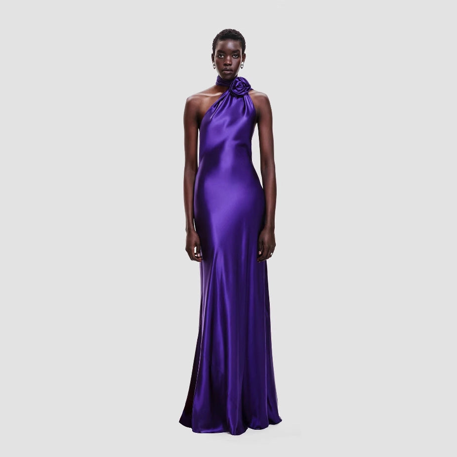 Fitted High Waist Pure Color Holder Evening Dress - kinko
