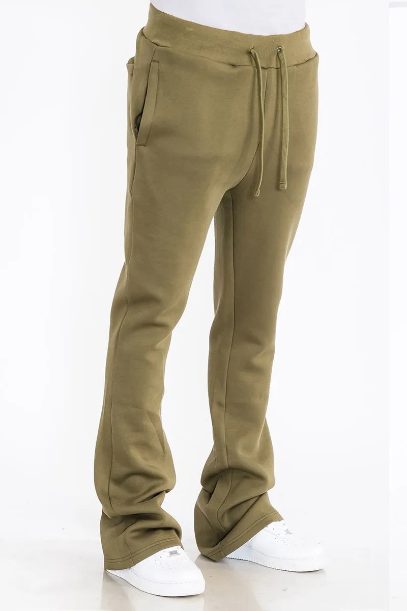 WEIV Men's Drawstring Fleece Flare Stacked Pants - kinko
