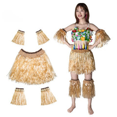 Hawaiian Style Party Grass Skirt Suit - kinko