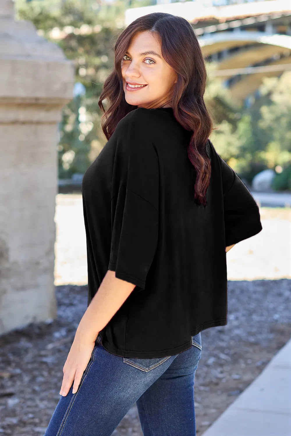 Basic Bae Bamboo Full Size Round Neck Drop Shoulder T-Shirt - kinko