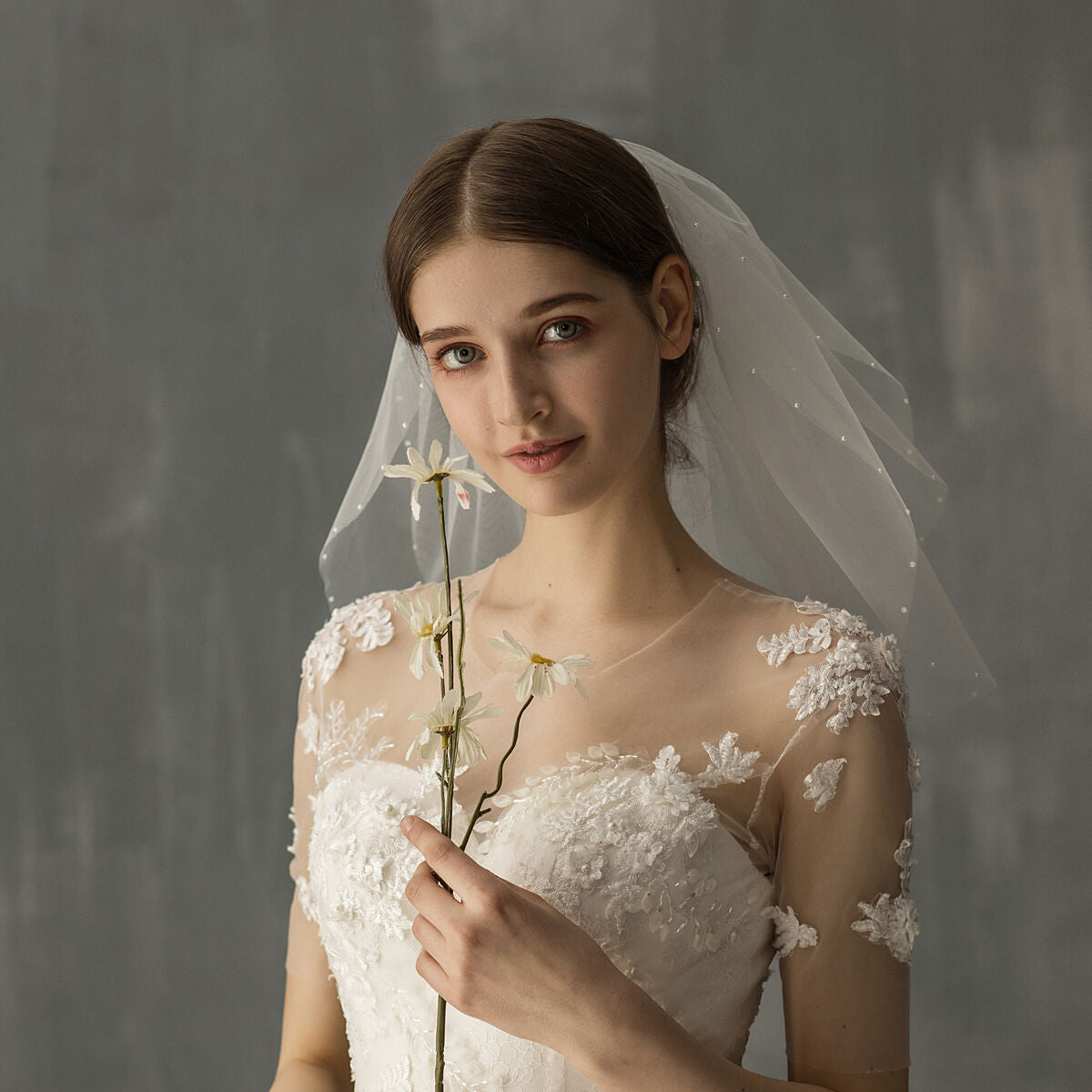 Women's Retro Short Wedding Bride Headdress - kinko