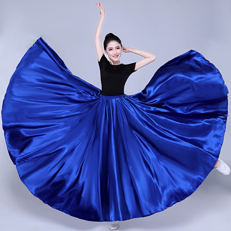 Simple Solid Color Performance Skirt With Large Swing - kinko