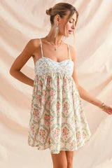 SO ME Mixed Floral Print Sleeveless Mini Dress - kinko