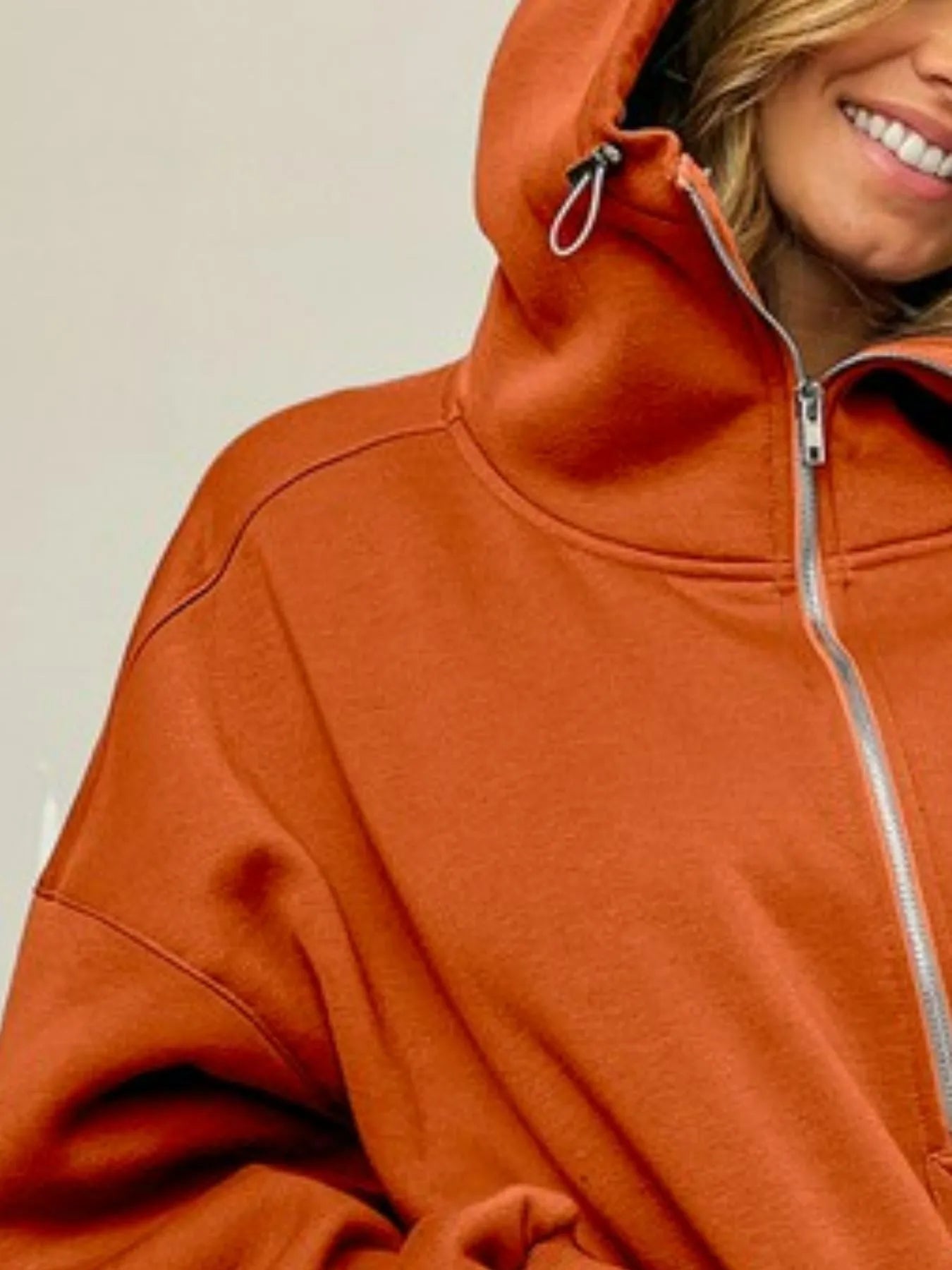 BiBi Half Zip Vintage Washed Fleece Hoodie - kinko