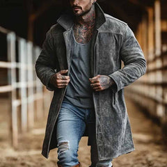 Fall Winter Men Stand Collar Mid-length Coat