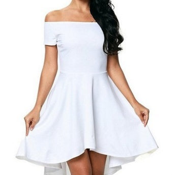 One Shoulder Short Sleeve And Large Swallowtail Skirt - kinko