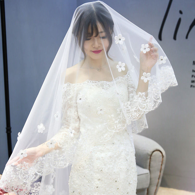 New Style Veil Korean Lace Petal Veil - kinko