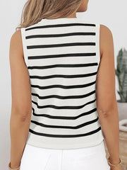 Striped V-Neck Knit Vest - kinko