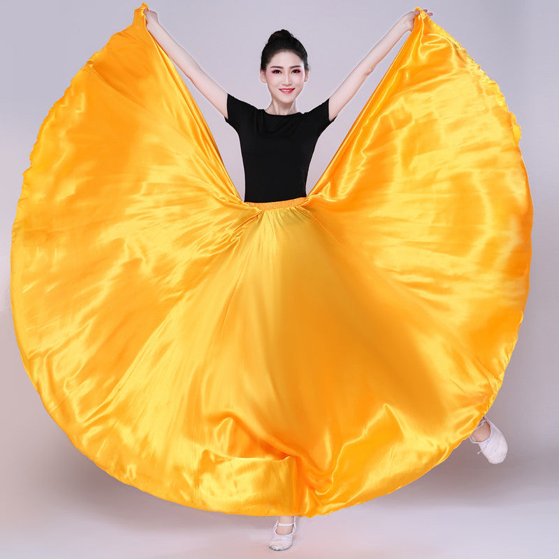 Simple Solid Color Performance Skirt With Large Swing - kinko