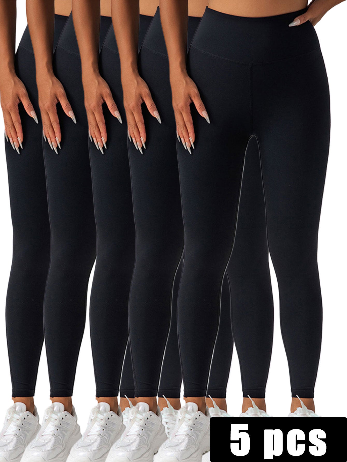 5pack Solid-color Yoga Pants - kinko