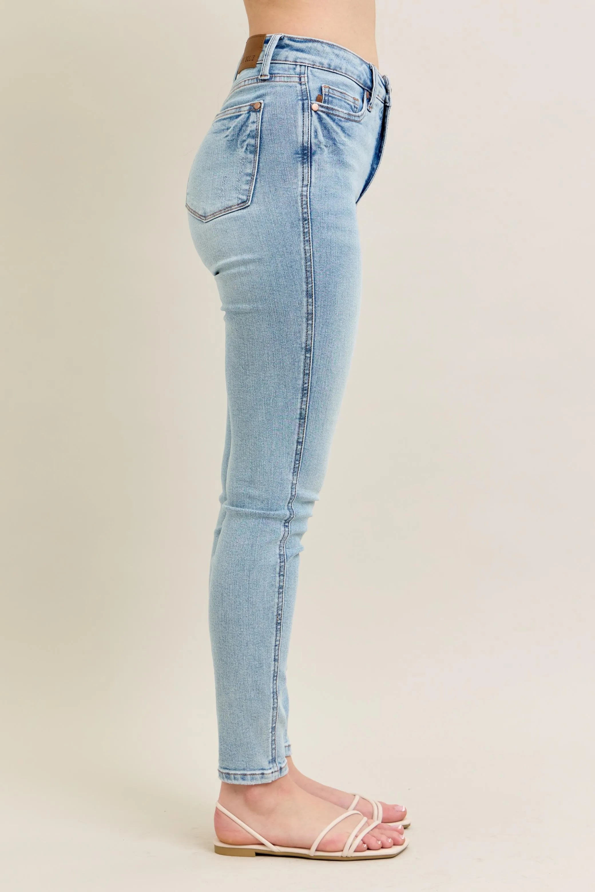 Judy Blue Full Size Mr Tummy Control Vintage Wash Skinny Jeans Plus Size - kinko