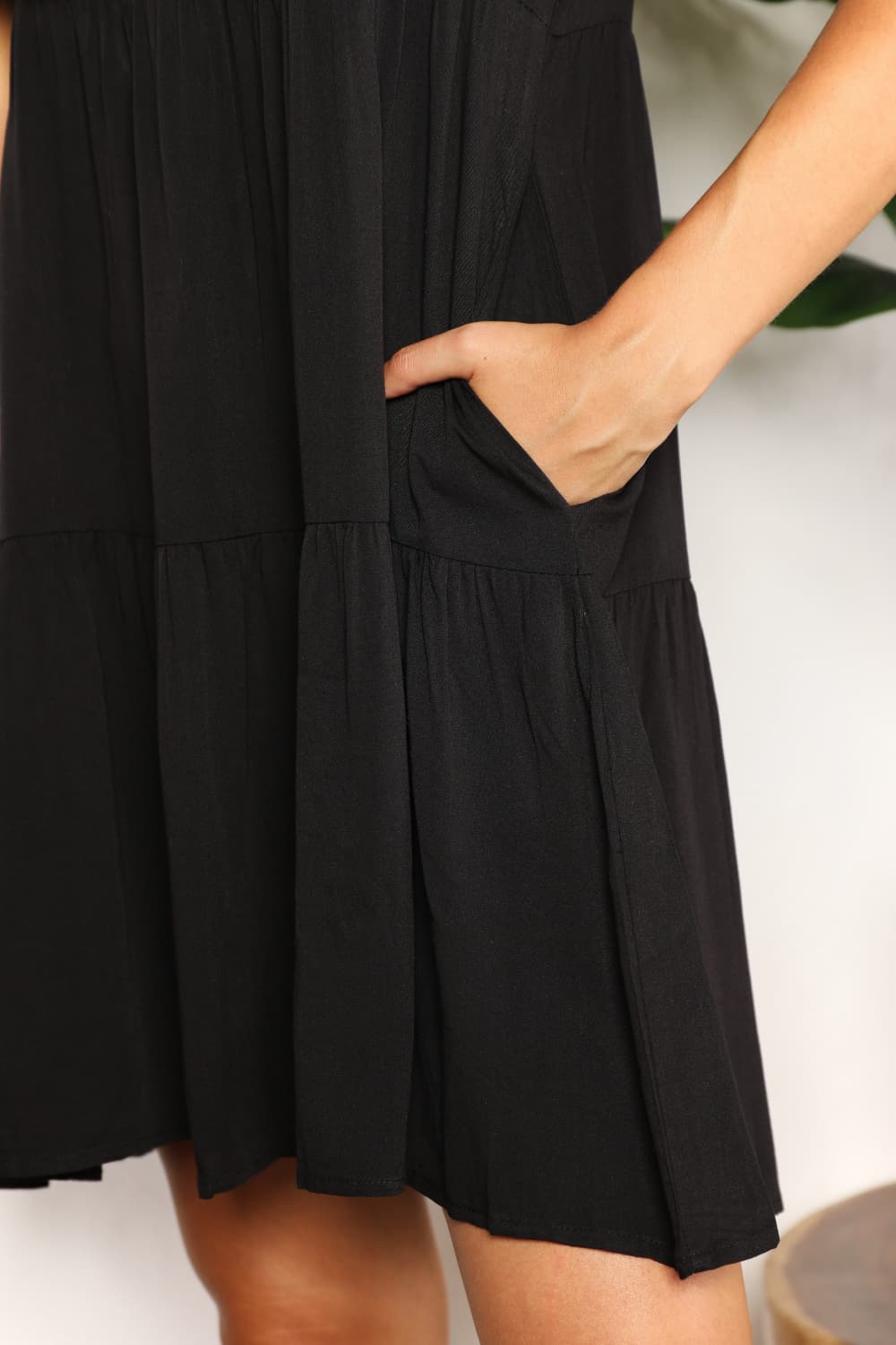 Mandy V-Neck Flounce Sleeve Tiered Dress - kinko