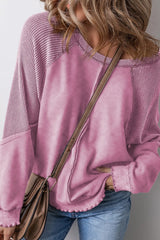 Exposed Seam Long Sleeve Sweatshirt - kinko