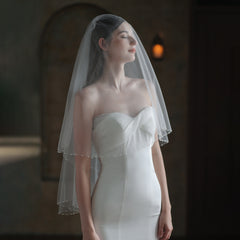 Exquisite Handmade Beaded Bridal Veil - kinko