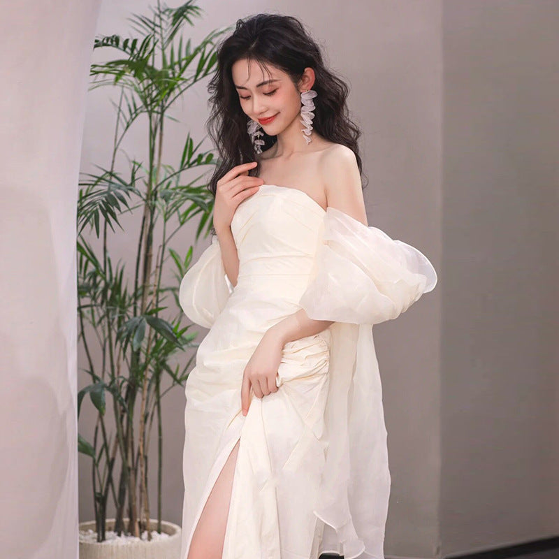 Tube Top Light Wedding Dress Bride Simple Long - kinko