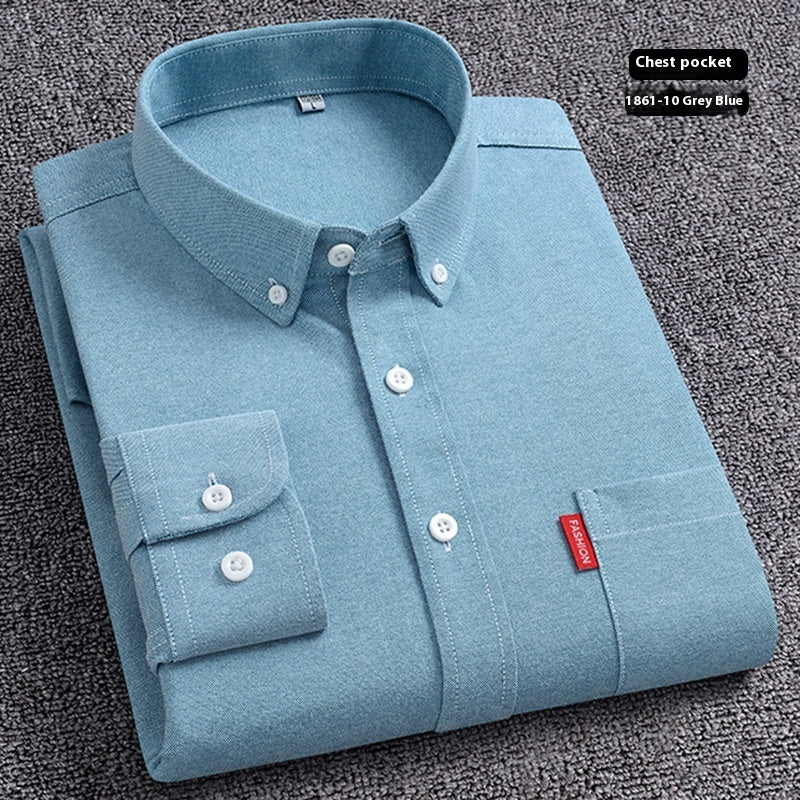 Pure Cotton Washed Oxford Woven Shirts Men - kinko