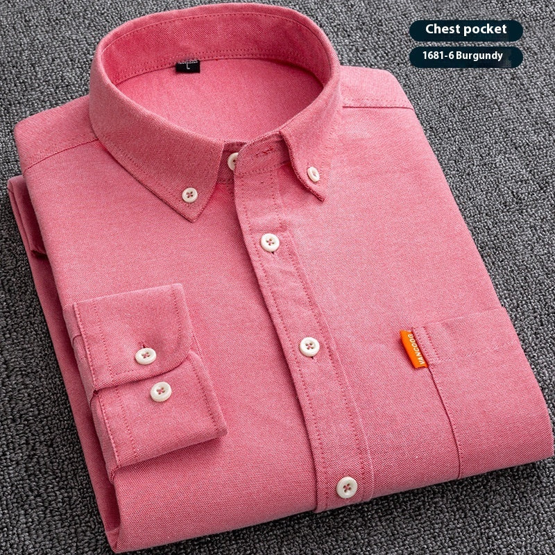 Pure Cotton Washed Oxford Woven Shirts Men - kinko