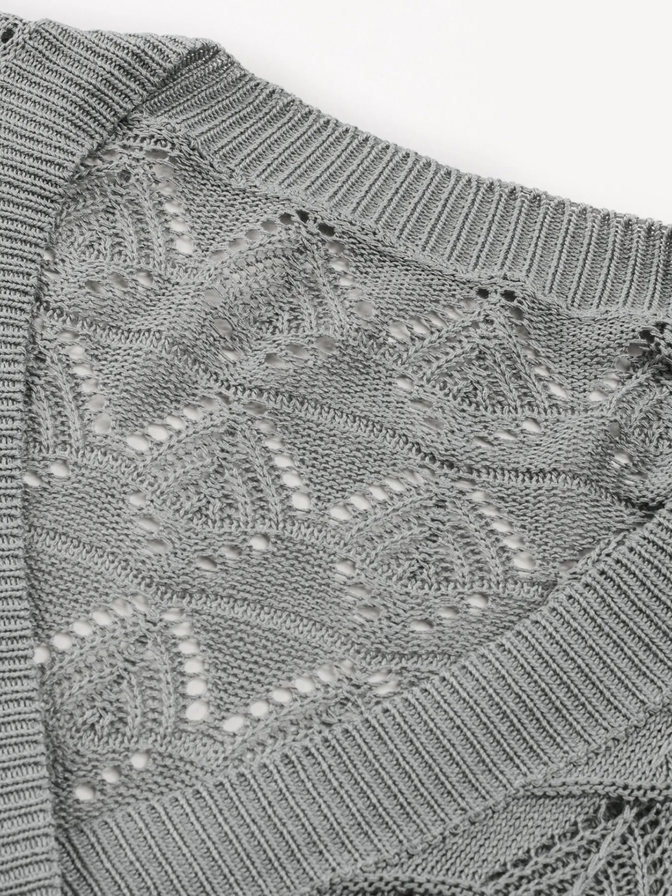 Buttoned Front Openwork Cardigan - kinko