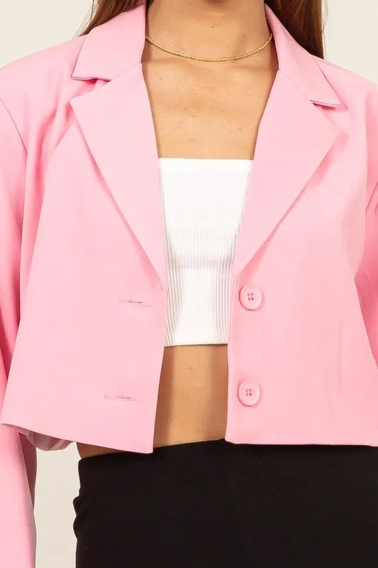 HYFVE Cropped Button-Down Blazer - kinko