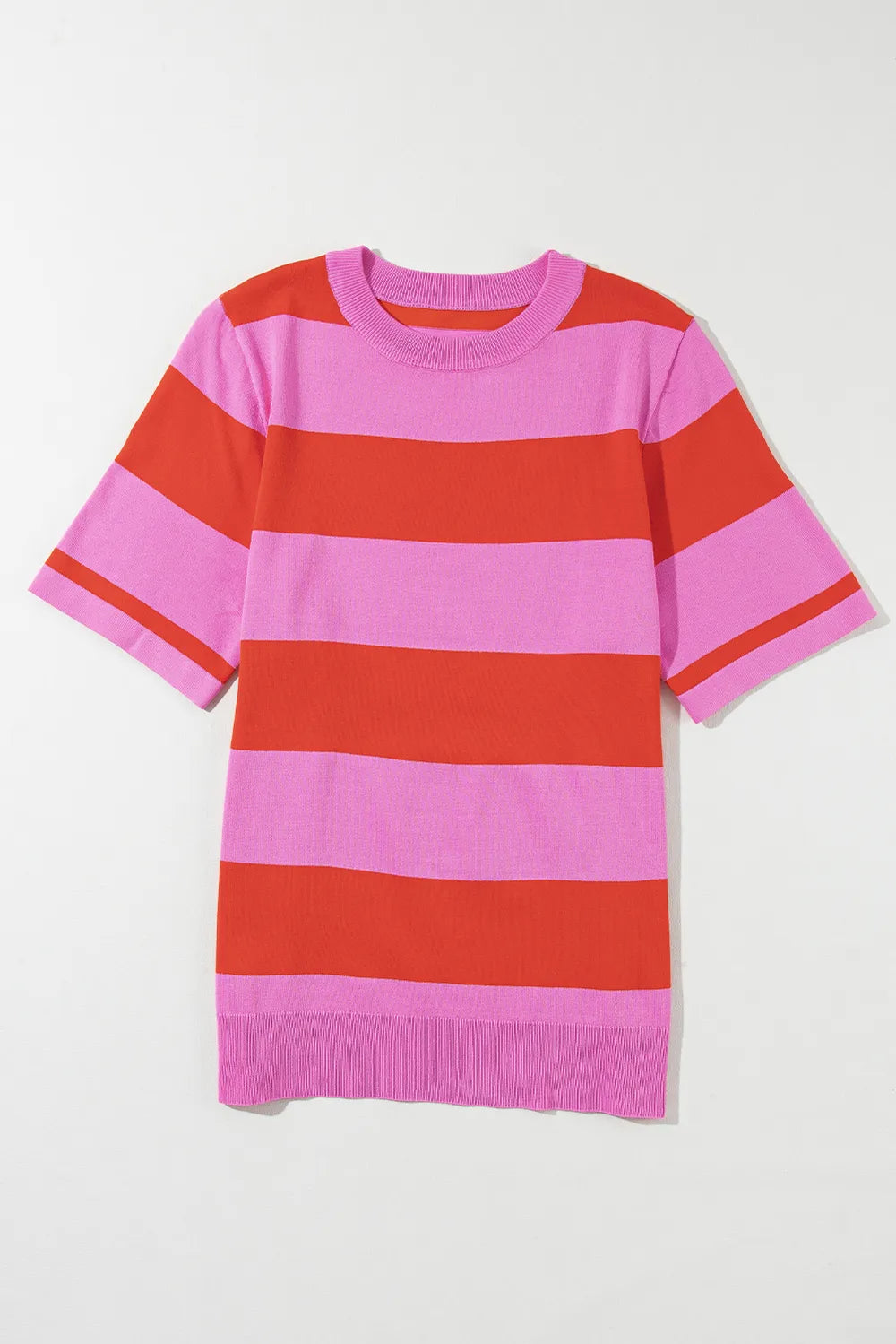 Color Block Round Neck Half Sleeve Top - kinko
