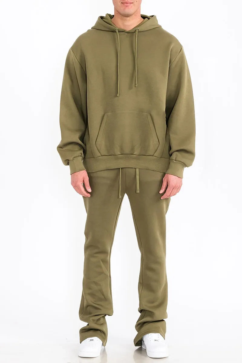 WEIV Men's Fleece Hoodie and Flare Pant Set - kinko