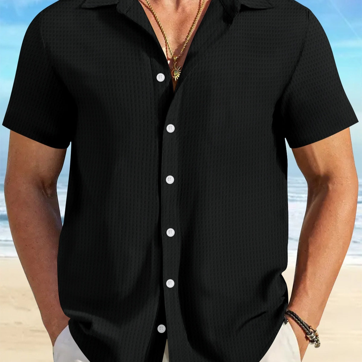 Plaid Colorblock Business Slim Fit Casual Shirt Short Sleeve Shirt - kinko