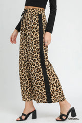 Umgee Leopard Print Wide-Leg Drawstring Pants - kinko