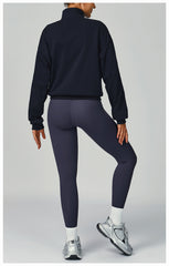 Autumn Winter Zipper Sweater Casual Loose Windproof Warm All Matching Sweater Women Running Fitness Sportswear