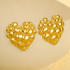 Valentine Day Bubble Love Stainless Steel Earrings High Grade Peach Heart Titanium Steel Necklace Women