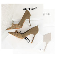Fashionable Pedicure Delicate Slimming Stiletto Heel Shallow Mouth Pointed Toe Bowknot Pumps Women High Heels - kinko Global Holdings inc